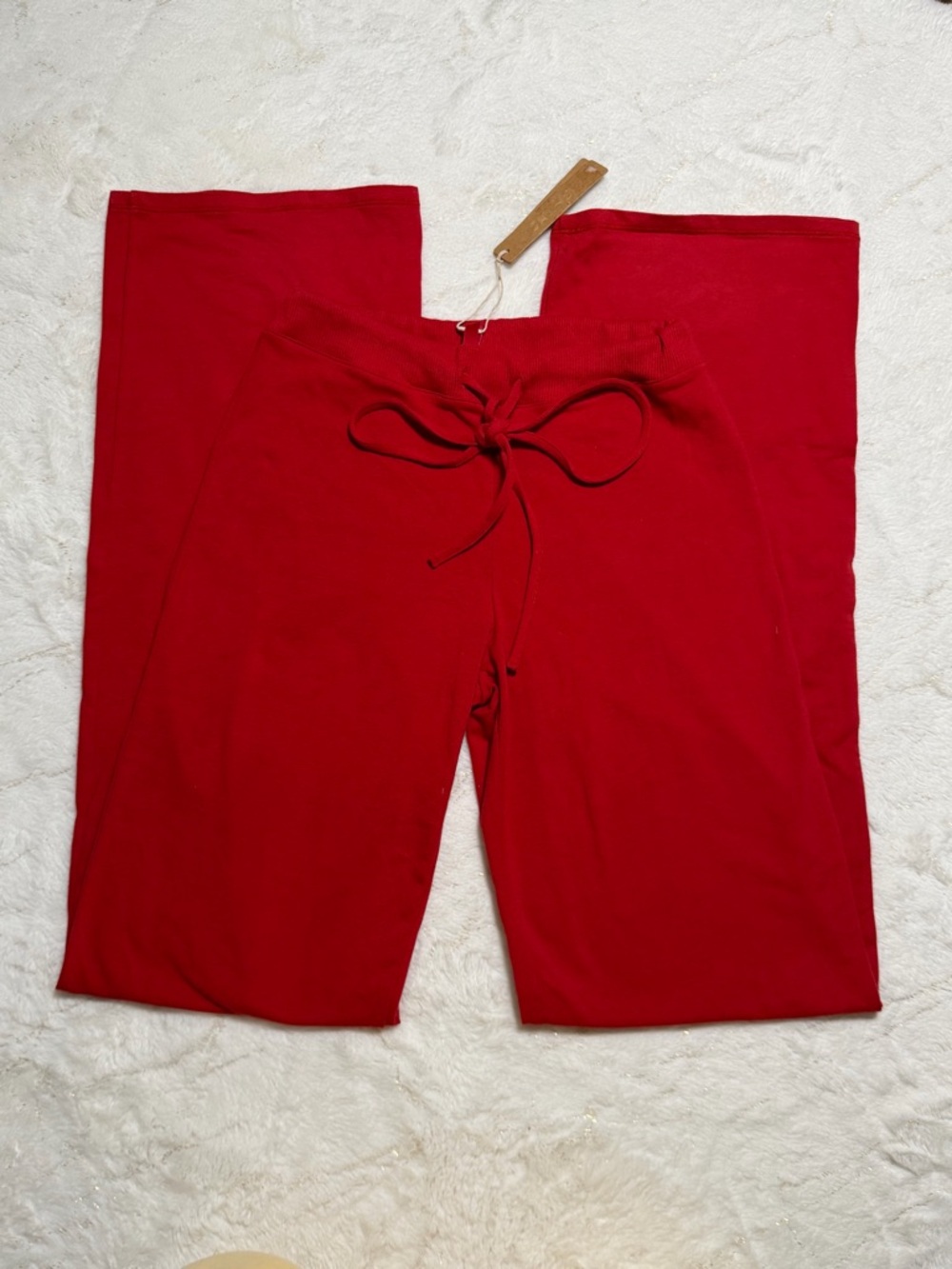 SKIMS COTTON JERSEY STRAIGHT LEG PANT SIZE XS COLOR CRANBERRY RED
